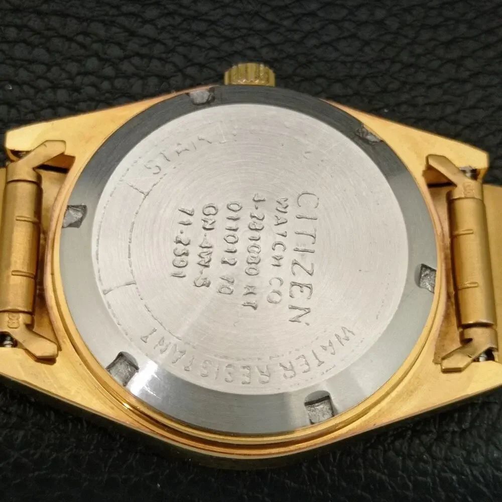 Vintage 1974 Citizen Automatic Mens Gold Watch W/daydate & Blue accents